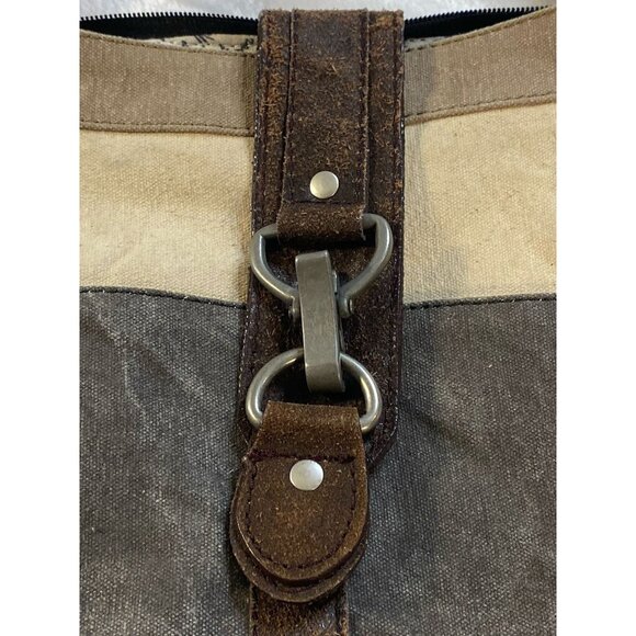 Mona B Nora Canvas Leather Shoulder Bag Distressed Canvas Magnetic Zip Closure - Picture 10 of 12